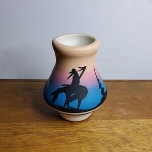 Native American Clay Pottery Doris Dineh Mini Vase.